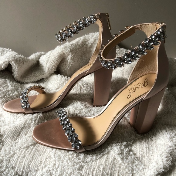 Jewel Badgley Mischka Mayra like brand new champagne satin size 8 wedding prom - Picture 9 of 13